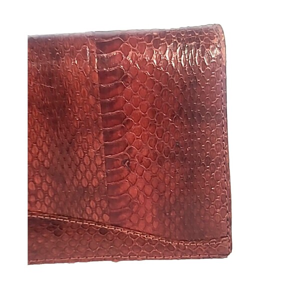 Snakeskin Clutch with Gold Chain Brown Snake Shoulder Bag Purse 70's Very Nice - Picture 11 of 16